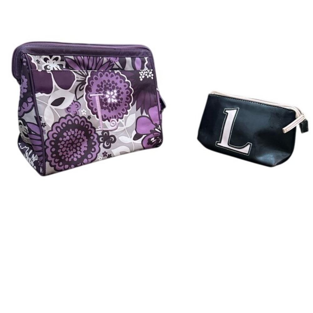 Floral Cosmetic Bag Set Monogram L Makeup Travel Case‎
